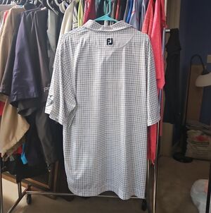 FootJoy Men's White and Navy Grid Performance Polo
